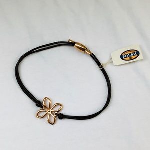 Fossil leather bracelet with flower